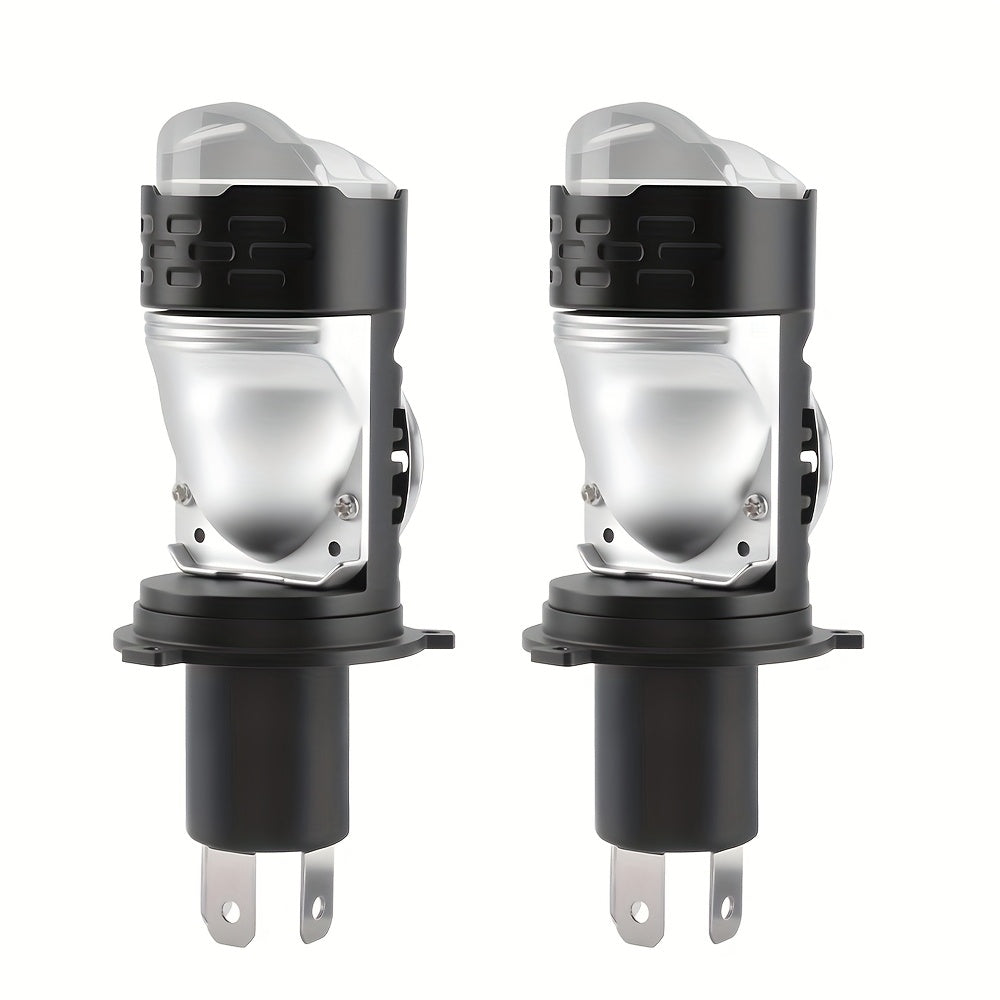120W 40000 Lumens LED Car Motorcycle Headlight Bulb H4 Dual Projector Lens 6000K Brightness 12V/24V Aluminum Cooling Fan Design Easy Installation 1pc/2pcs