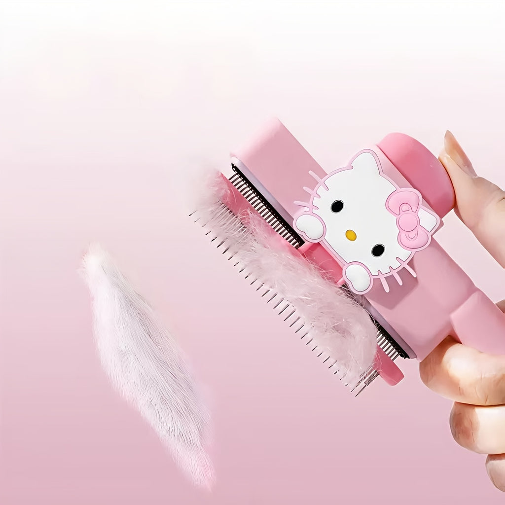 三丽鸥 Hello Kitty 单支猫梳 | 按摩、驱蚤、自清洁、狗狗毛发掉落、毛发缠绕，适合宠物，礼品优选，ABS 和不锈钢