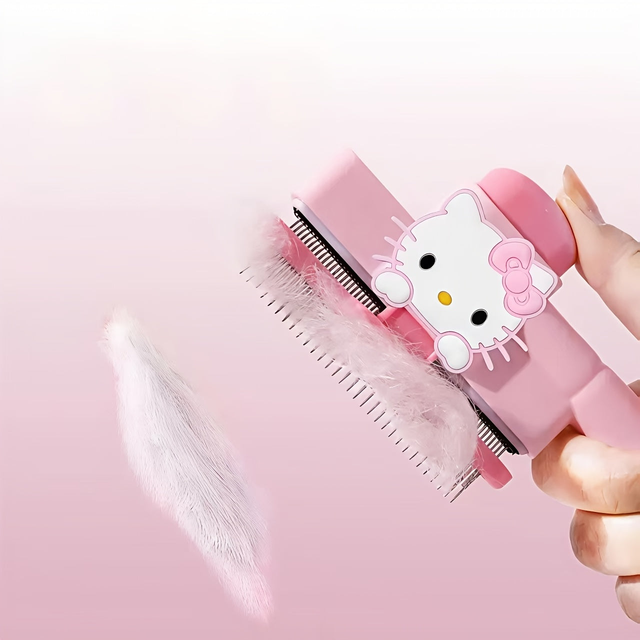 三丽鸥 Hello Kitty 单支猫梳 | 按摩、驱蚤、自清洁、狗狗毛发掉落、毛发缠绕，适合宠物，礼品优选，ABS 和不锈钢