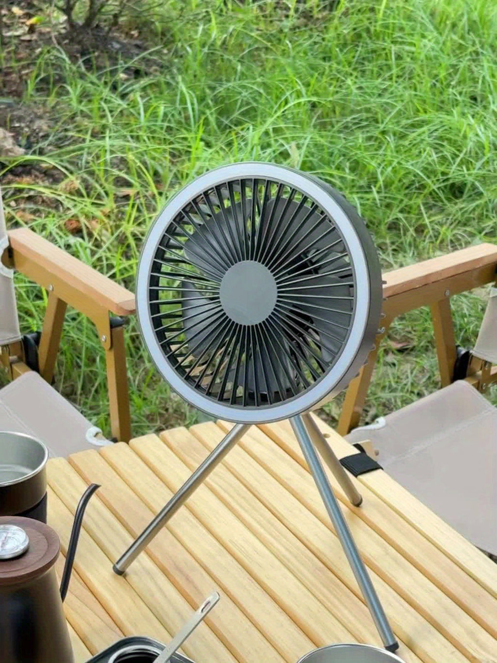 Outdoor Essential 10000mAh USB Rechargeable Camping Fan, Timing Portable LED Ceiling Camping Light Fan with Metal Tripod, Can Be Used as Power Bank, Suitable for Outdoor Camping Home Office, Equipped with Portable Storage Bag