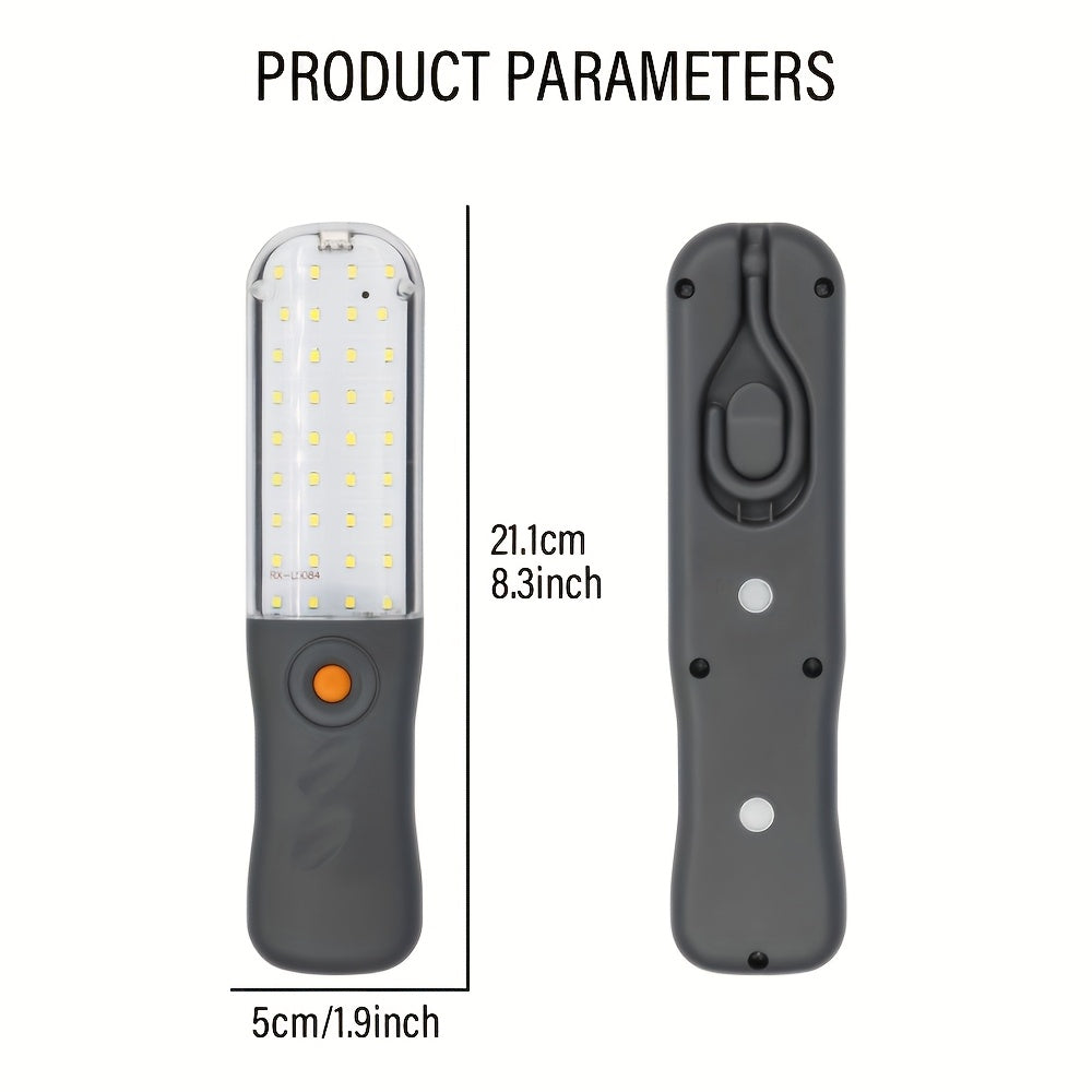 Rechargeable Work Light, Magnetic Flashlight with Hook, 360° Rotating & Folding Design, 5-Mode LED Work Light, Mechanical Lighting Lamp for Car Repair, Garage, Camping & Emergency
