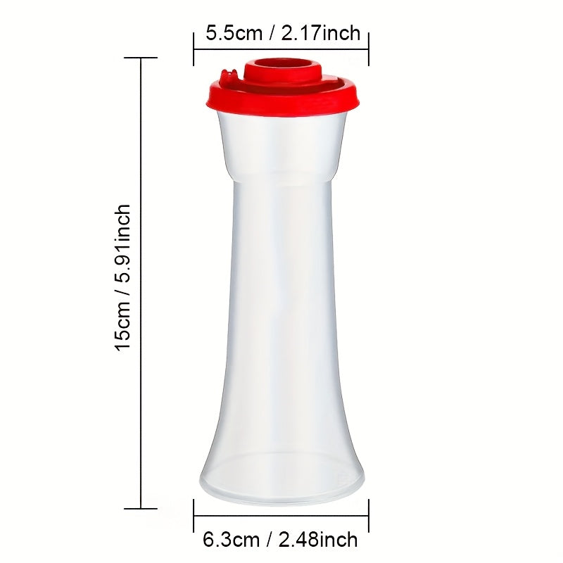 2 Extra-Large Salt & Pepper Shakers, Moisture-Proof Salt Collector – Perfect for Camping, Picnic, Outdoor Kitchen, Lunch Box, Travel – Clear Spice Jars with Red Lids – Plastic Airtight Spice Dispensers, BBQ Seasoning Shakers, Powder Dispensers