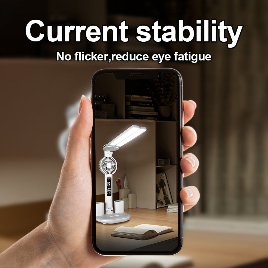 Rechargeable Desktop Ornament LED Desk Lamp, Eye-Caring Dimmable Reading Light for Student Dormitory Study Bedroom Bedside