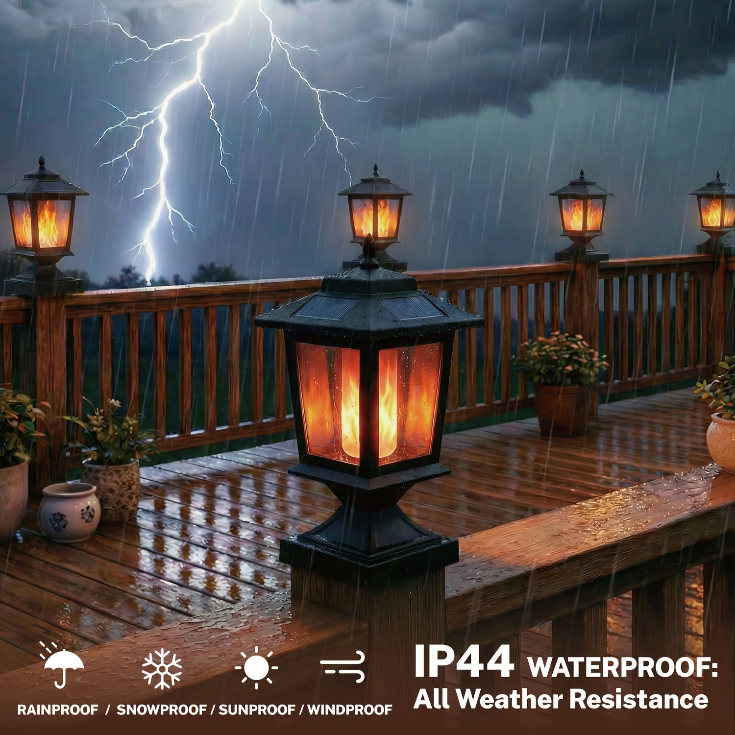 2-Pack Solar Lamp Post, Automatic Dusk to Dawn Waterproof Solar Outdoor Light Cover, Suitable for 4x4 Wood Post, Solar Light with Glass Shade, for Deck Fence Patio Post Decoration, Matte Black