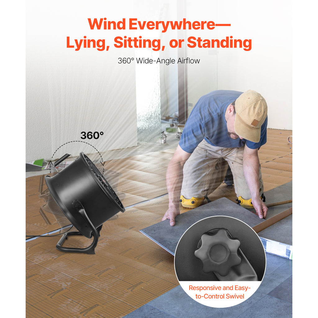 VEVOR 14-20 Inch Floor Fan, 3 Speed, 360° Adjustable Tilt, High Speed Industrial Fan, 1/2 Pack