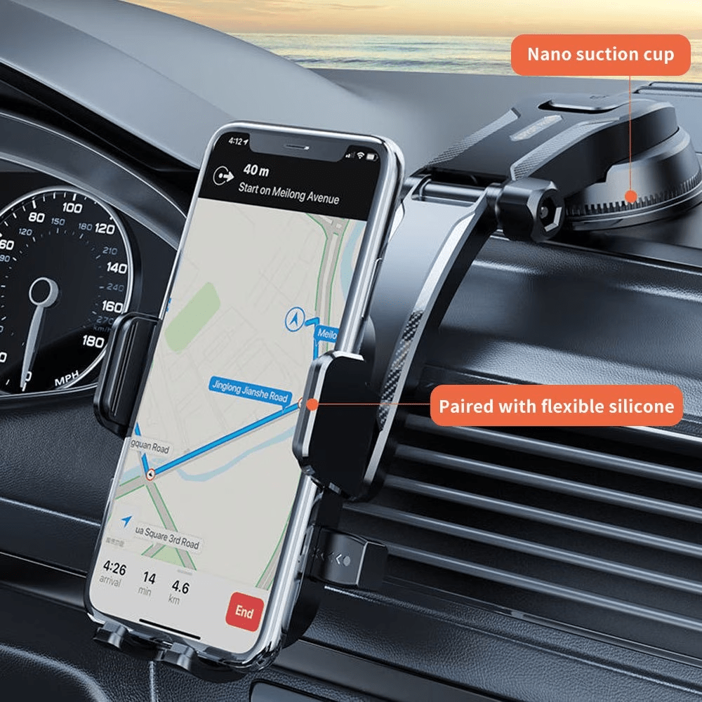 [Super Strong Suction Car Phone Mount] Heavy-Duty Ultra-Strong Suction Cup Dashboard Car Phone Holder, Compatible with iPhone & All Smartphones