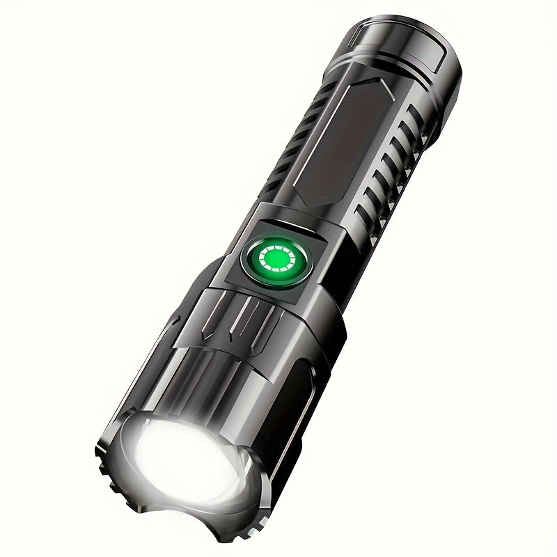 1Pc Super Bright USB Rechargeable Flashlight, Adjustable Zoom and Wide Angle Beam, Handheld Dimmable Light, 150 Lumen 7874.02 Inch Lighting Range, Essential for Emergency Preparedness and Camping Gear