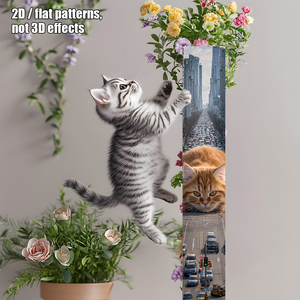 1件装巨型猫咪攀爬柱与抓挠垫 - 自粘式落地/壁挂式猫爬架，适用于家庭，节省空间的攀爬柱带抓挠工具，幼猫家具，适用于墙壁、地板 - 猫咪安装用，2D平面款