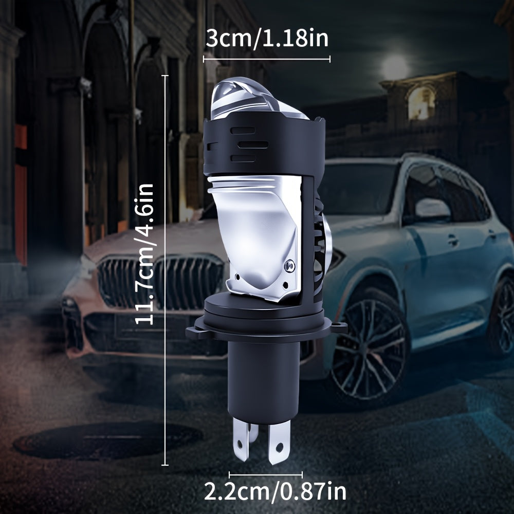 2-Pack H4 LED Projector Lens Car Headlight Bulbs 60000 Lumens 280W 8570 CSP Canbus Turbo Light High/Low Beam Dual Mode 12V Plug-and-Play Aluminum Housing with Fast Cooling Fan H4 Auto Headlight