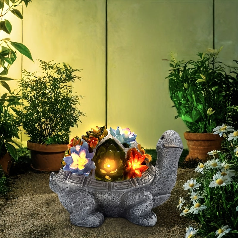 Solar Light, Succulent Flower Turtle Statue Light, Resin Craft, Perfect for Courtyard, Garden, Lawn, Steps, Mother‘s Day, Halloween, Christmas Gift
