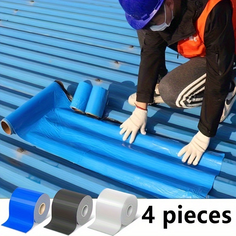 4卷重型屋顶修补胶带，适用于金属板和瓦楞瓦屋顶，防紫外线密封胶，用于防漏，塑料/木材/金属表面的防风涂层，易于使用