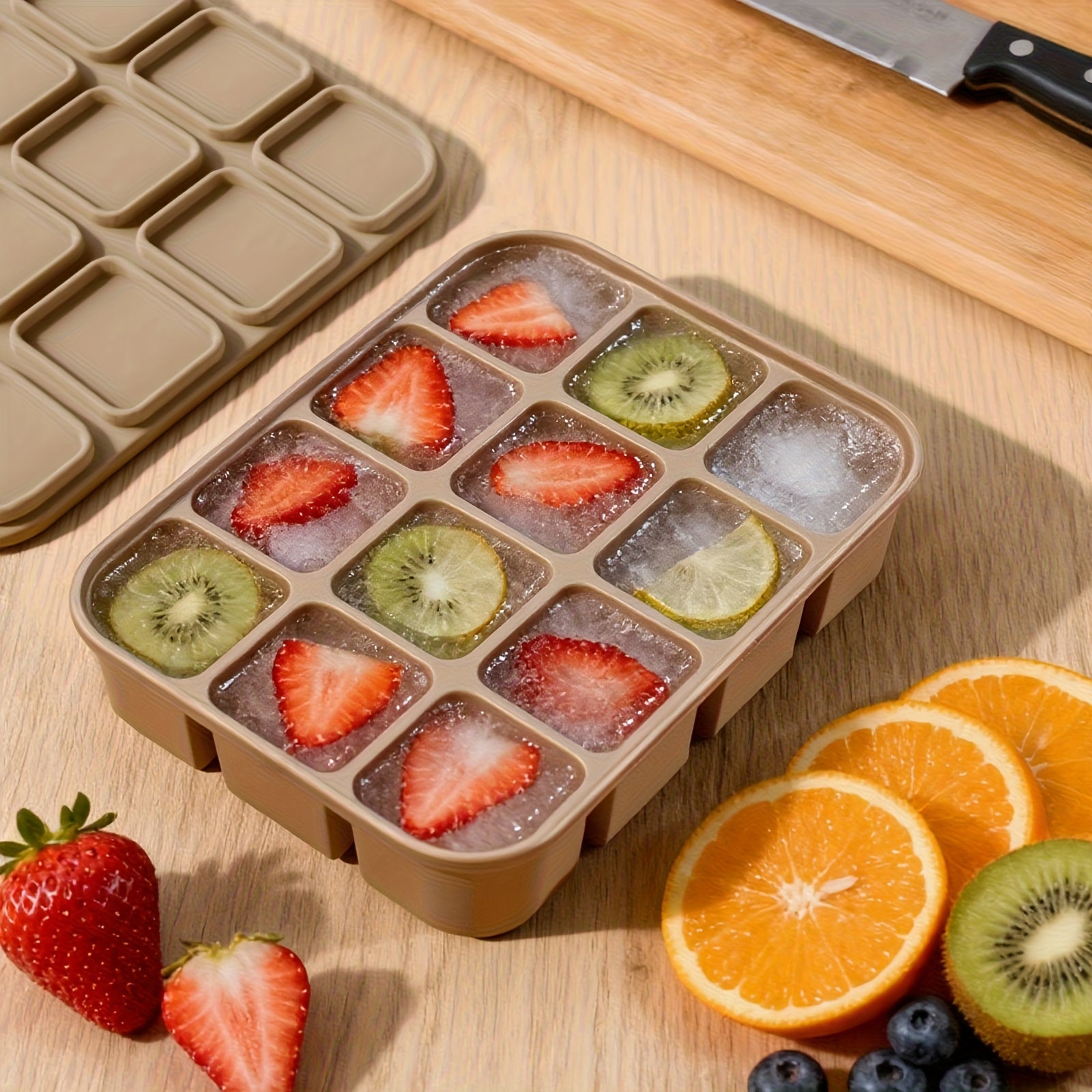 12 Grid Silicone Ice Tray With Lid, Flexible Easy Release Mold, For Cocktail Whiskey Broth Meal Prep, Reusable Dishwasher & Oven Safe