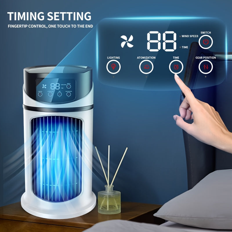 3 Second Fast Cooling 6 Speed USB Portable Air Conditioner Humidifier Fan, Ultra Quiet 25dB, 6 Hours Timer, Instant Cooling Perfect Festival Gift for Home Office Dormitory