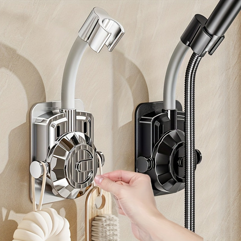 Musurjoy Bathroom Shower System Wall Mount Shower Head Holder - Adjustable Angle Shower Bracket, Silver Black Gray, No-Drill Wall Mount, Father's Day Gift, New Summer Product