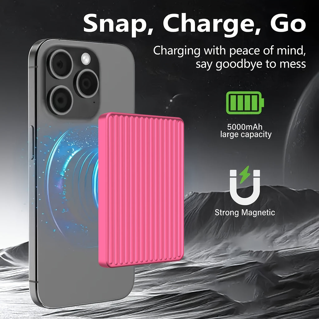 Magnetic Power Bank with a Capacity of 5000 Mah, Featuring Wireless Portability And 20W USB-C Fast Charging, Compatible with Iphone 15/14/13/12 Series