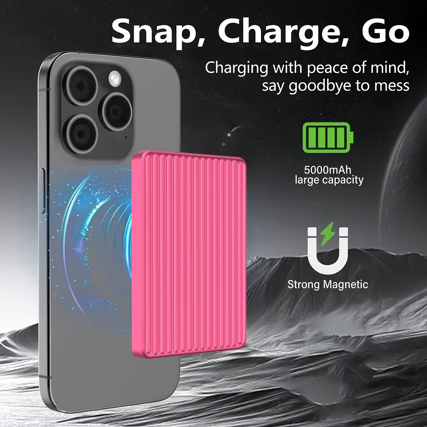 Magnetic Power Bank with a Capacity of 5000 Mah, Featuring Wireless Portability And 20W USB-C Fast Charging, Compatible with Iphone 15/14/13/12 Series