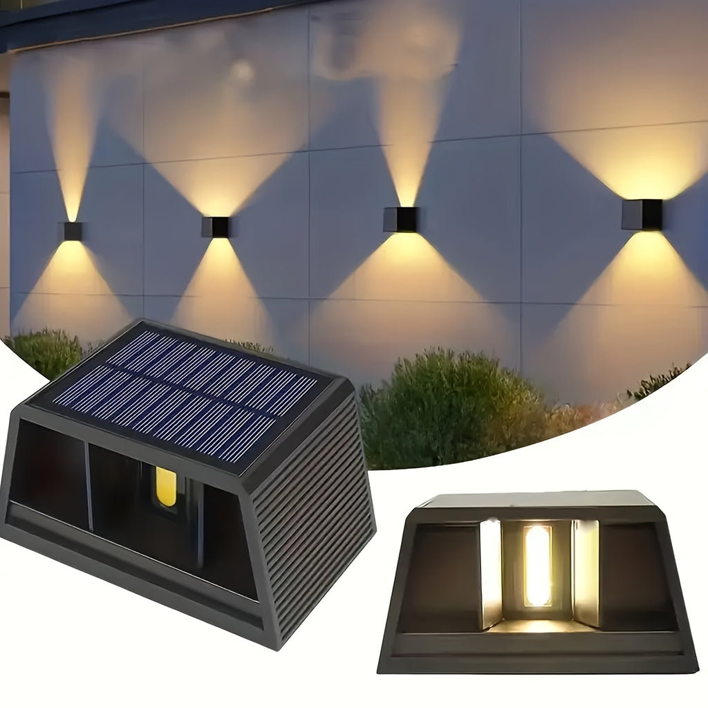 2pcs/4pcs Solar LED Wall Light, Adjustable Lighting Range, Up and Down Wall Light, for Outdoor Garden, Patio, Ambient Light, Modern Villa Landscape, Pathway, Hallway