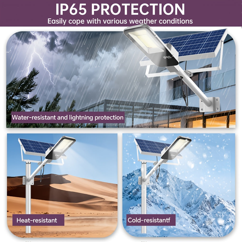1 Piece Powerful Outdoor Solar Split Street Light, High Brightness Courtyard Lighting, Dusk-to-Dawn Auto On/Off, with 6000mAh, with Remote Control and Multiple Mounting Accessories, Perfect for Roads, Pathways, Courtyards, Parks