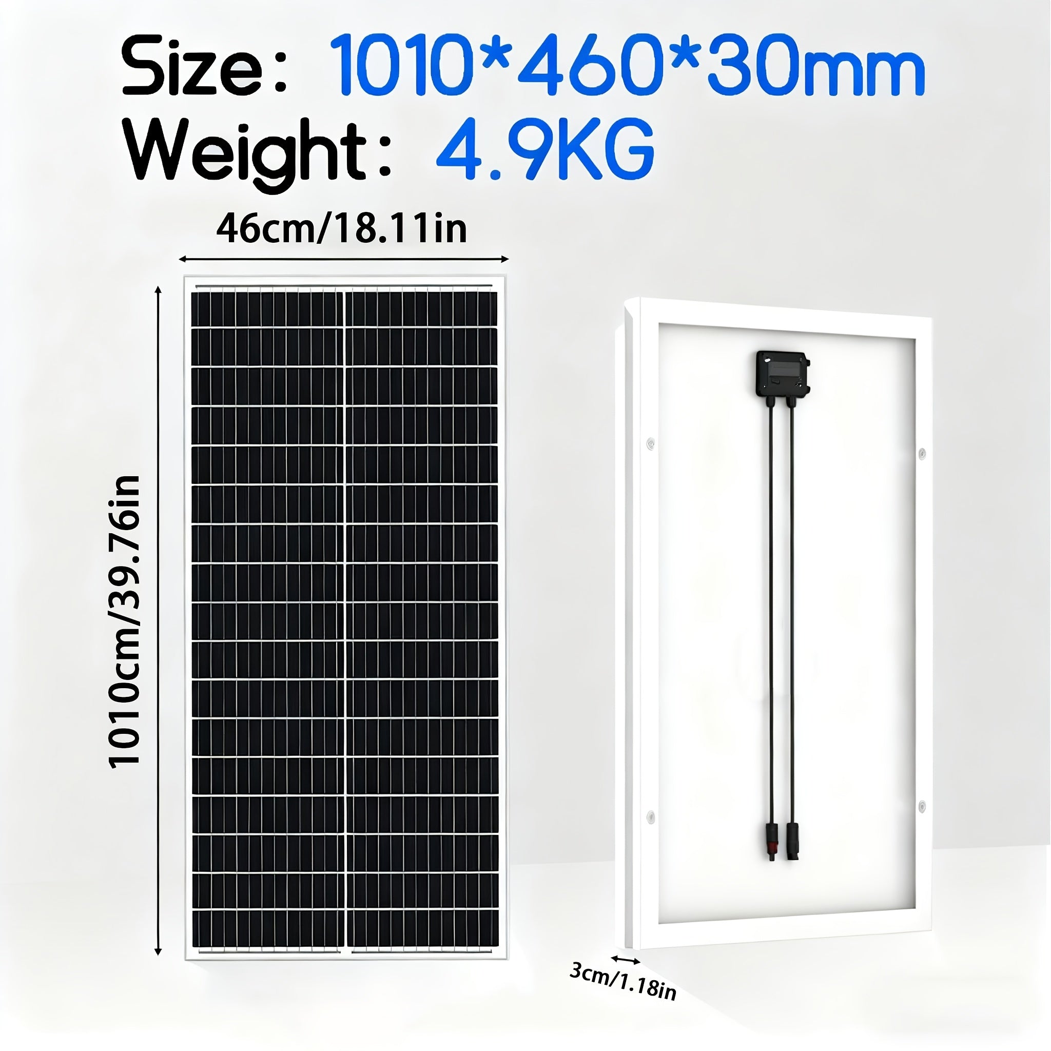 太陽能板 100 瓦 12 伏，高效單晶體太陽能 PV 模組電源充電器，適用於露營車、船舶、屋頂農場電池和其他離網應用，單片 100W
