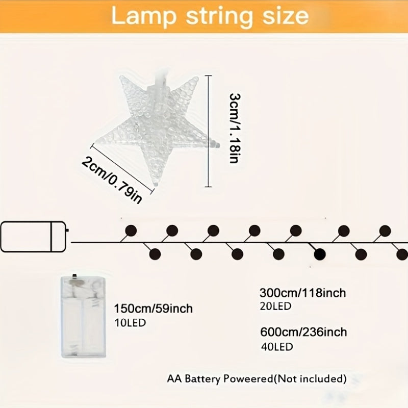 1入 LED 星星燈串，星星燈飾，電池供電（不含電池），非常適合露營派個、樹木婚禮、居家裝飾、露台照明，生日禮物、畢業典禮禮物