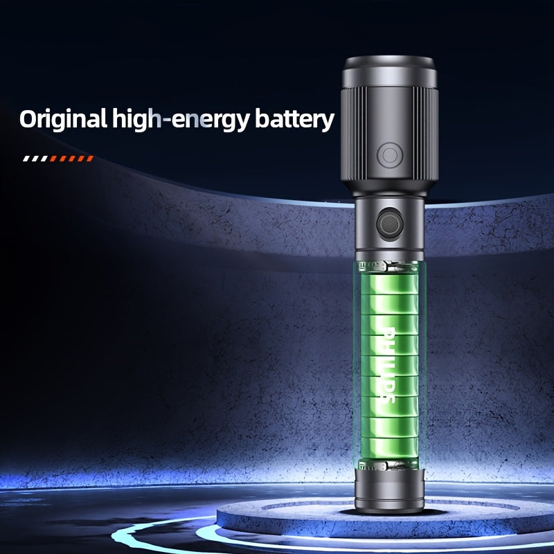 Philips Adjustable Focus Rechargeable Flashlight: Portable & Multifunctional with Telescopic Design. Equipped with a large-capacity lithium battery, rechargeable, long-distance lighting