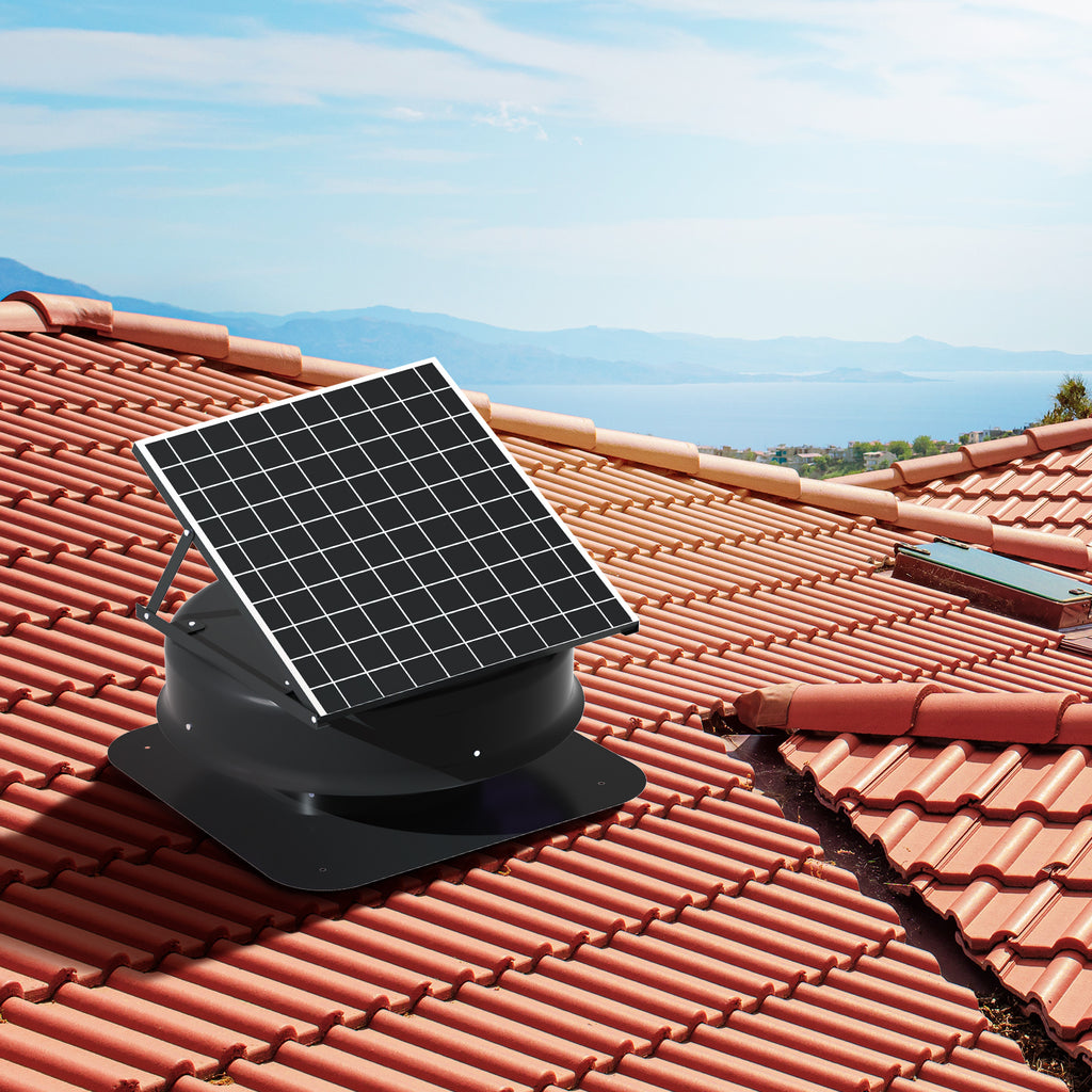 VEVOR Solar Attic Fan, 40W, 1230 CFM High-Airflow Solar Roof Vent Fan, 110V Smart Adapter, Low Noise & Wind-Resistant, for Home, Greenhouse, Garage, Store, RV, FCC Certified