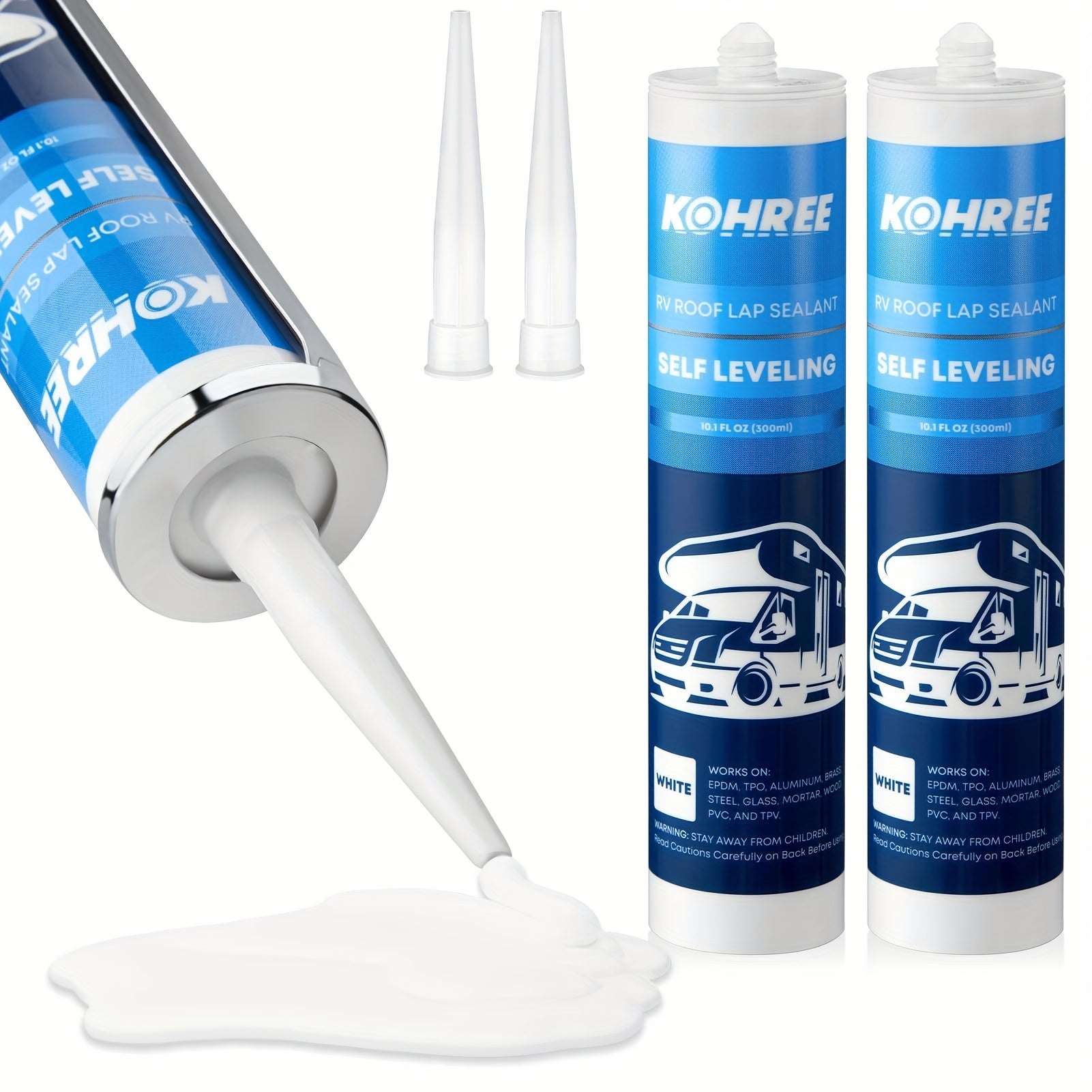 Kohree 2/4包 RV屋顶密封剂，自流平覆盖密封胶 白色，RV屋顶填缝密封剂，维护修理用