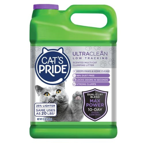 15磅 猫的骄傲 Max Power UltraClean 低踪多猫聚集型猫砂 | UltraClean 香味，无尘，气味控制，强力聚集