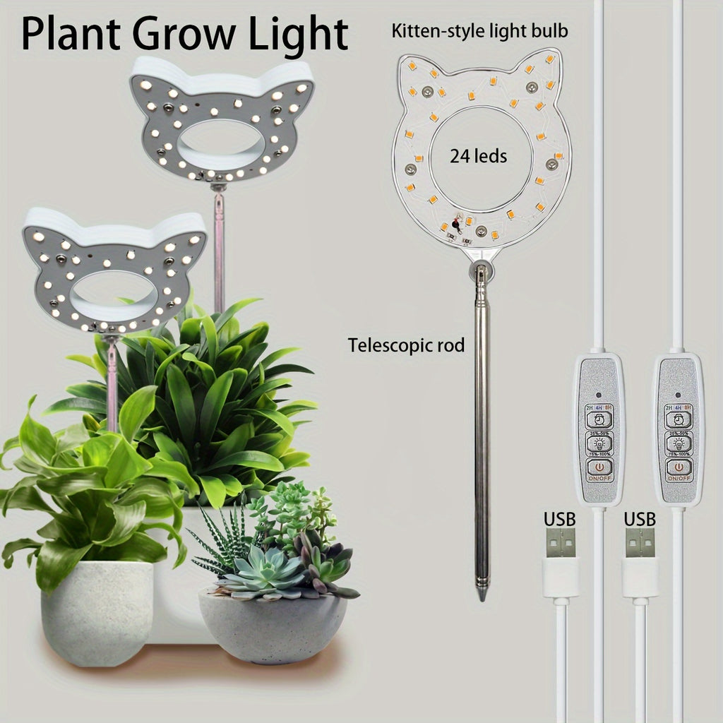 1/2 Pcs Indoor Full Spectrum Plant Grow Light, 5V USB Desktop Grow Lamp, 4 Dimming Levels, 2/4/8H Timer, Cute Mini Plant Grow Light