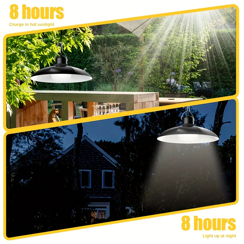 Solar Pendant Light Commercial Lighting Commercial Street and Area Lighting, Commercial Patio Light, Garage Light, Switch Control, White Light, with Installation Hardware, Perfect for Barns, Storage Rooms, Courtyards, Corridors, Gardens