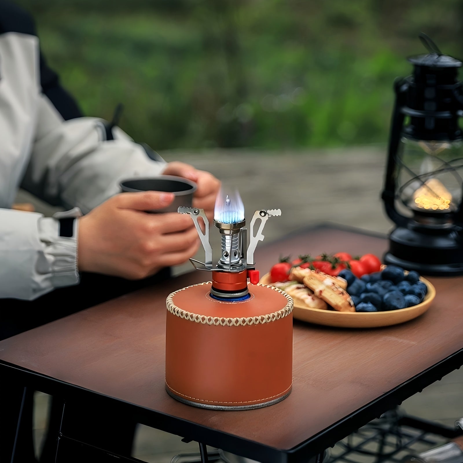 Portable Camping Stove – Windproof & Stable Support Backpacking Stove with Electric Ignition, Compact & Lightweight, Ideal for Outdoor Hiking, Backpacking & Camping Cooking