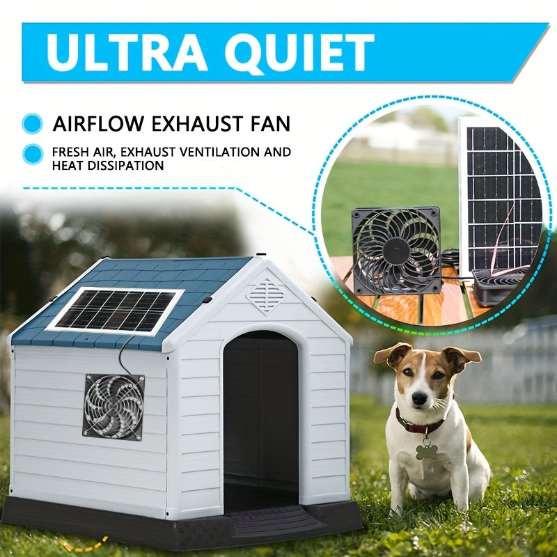 WEIHAOXI 35W Solar Fan with Solar Panel, Camping Fan for Outdoor Use, Portable Battery-Powered Power Bank, Ideal for Greenhouses, Pet Houses, Picnics, Barbecues, Fishing, and Travel.