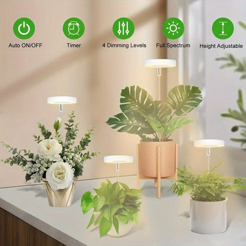 1-Pack High Quality LED Plant Grow Light, Adjustable Full Spectrum USB Powered Grow Lamp for Small Indoor Potted Plants, Foliage Plants & Home Use