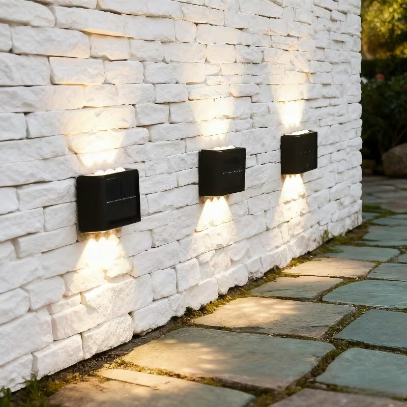 6 LED Solar Wall Light / Solar Wall Light, Outdoor Anti-Glare Light, Solar Outdoor Wall Washer Light, Double-Head Wall Light, Solar Charging, Semi-Flush Mount Installation, Soft Light Anti-Glare, Warm White / White Light Optional