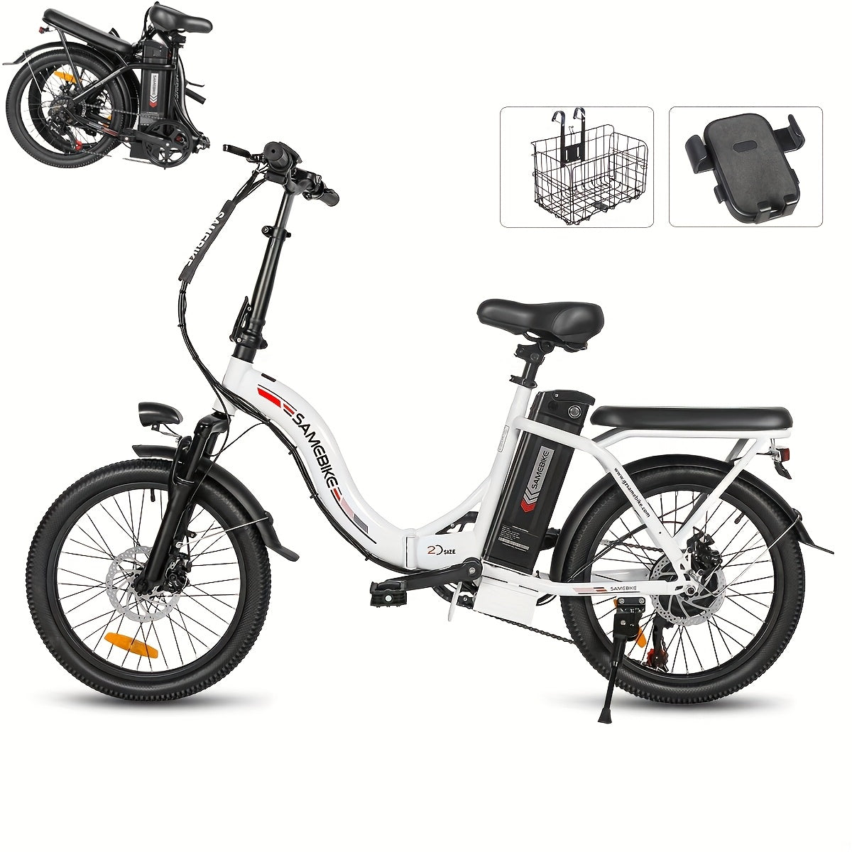 350W成人电动自行车，36V 13A电动山地车，7速全避震通勤电动自行车，最大续航40英里，双刹车系统电动自行车，沙滩山地越野，20英寸全地形轮胎成人电动自行车