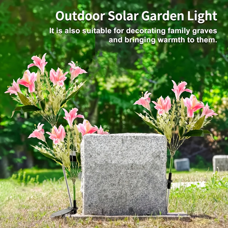 4PCS Solar 7-Head Lily Light LED Warm Light Outdoor Artificial Flower Decoration Garden Courtyard Path Lawn Ground Insert Light Solar Garden Light Birthday Party Valentine's Day Gift