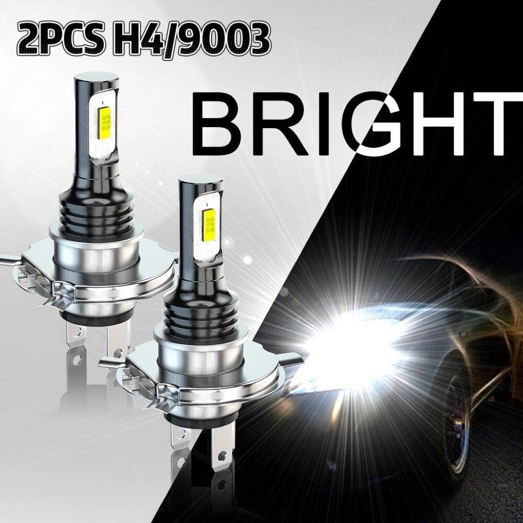 2个 H4 LED 大灯灯泡，超亮 1:1 迷你尺寸汽车灯，随插即用，无需适配器，高功率 6000K 白色 CANBUS H4 霧灯灯泡，适用于大多数汽车、卡车和 SUV，无需电池