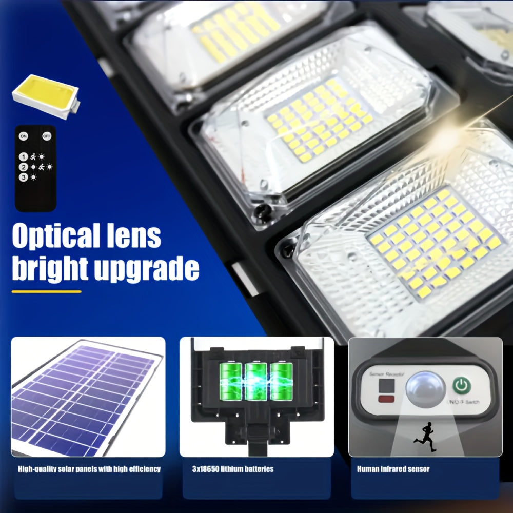 1 Pack | 504/168LED Large Solar Street Light | Ultra Bright | Energy Saving | Three Lighting Modes | PIR Motion Sensor Function | IP65 | Dry Battery Remote Control (Batteries Not Included) Christmas Stocking Stuffer | Garage | Corridor |