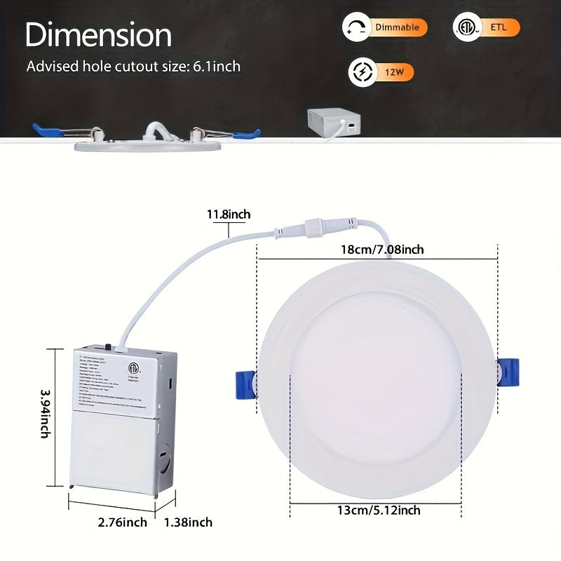 Saiweisen 6/12/16-Pack 6-Inch LED Recessed Light Fixture with Night Light, Dimmable & 5CCT Selectable Lumiere Ceiling Light 12W 1050 Lumens ETL Certified