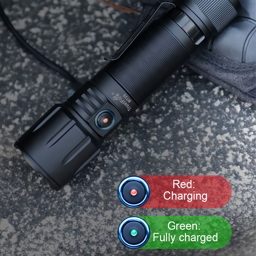 TrustFire MT26 Rechargeable LED Flashlight 3300 Lumen High Brightness Shockproof Work Light Type-C Charging for Disaster Prevention Camping Hiking Power Outage Emergency