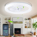 Remote Control Ceiling Fan with Light, 20 Inch Flush Mount Bladeless Ceiling Fan, 3000K-6500K Stepless Dimmable LED Light, 6 Wind Speed Levels, Modern Style Fan Light, for Bedroom, Kitchen, Living Room