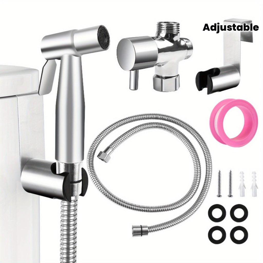 1Set (13pcs) Portable Bidet Sprayer for Toilet - 304 Stainless Steel, USA Standard, Adjustable Water Pressure, Fits Bidet Seat, Bidet Toilet, Bidet Attachment - Toilet Companion Cleaner