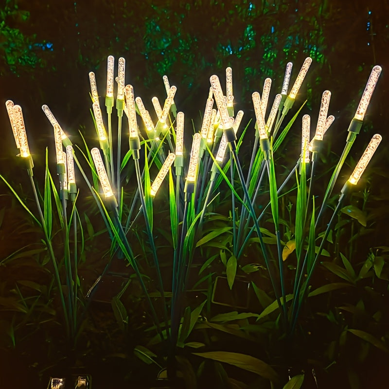 4 Pack Solar Light Outdoor Waterproof - Bubble Path Light for Garden Yard Decoration, Auto On/Off Dusk to Dawn, IP44 Acrylic Ground Insert Light, Warm White Solar LED, Perfect for Driveway Walkway Patio - Solar Reed Light