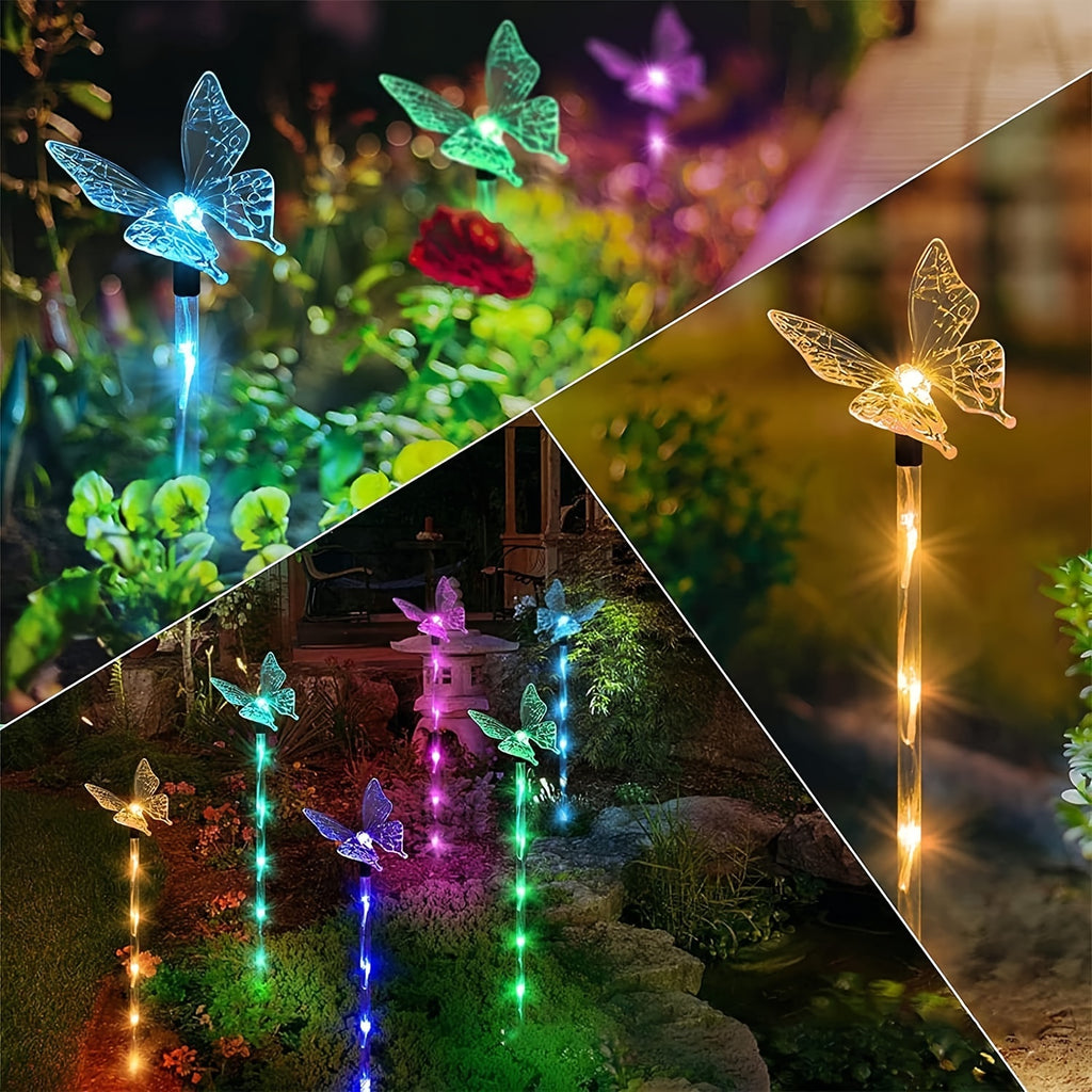 6-Piece Outdoor Butterfly Solar Light, Garden Decorative Light Solar Pathway Light Outdoor Waterproof Butterfly Courtyard Decoration, Patio, Flower Bed, Home Decoration (8 Modes)