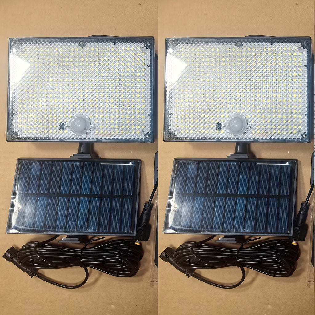 2PCS Commercial Street Area Lighting, 400LED Solar Motion Sensor Outdoor Light, Remote Control, Separate Panel, Dusk-to-Dawn Illumination, Outdoor Balcony, Yard, Garden, Street, Shed, Wall, Christmas Gift, Emergency Lighting Tool