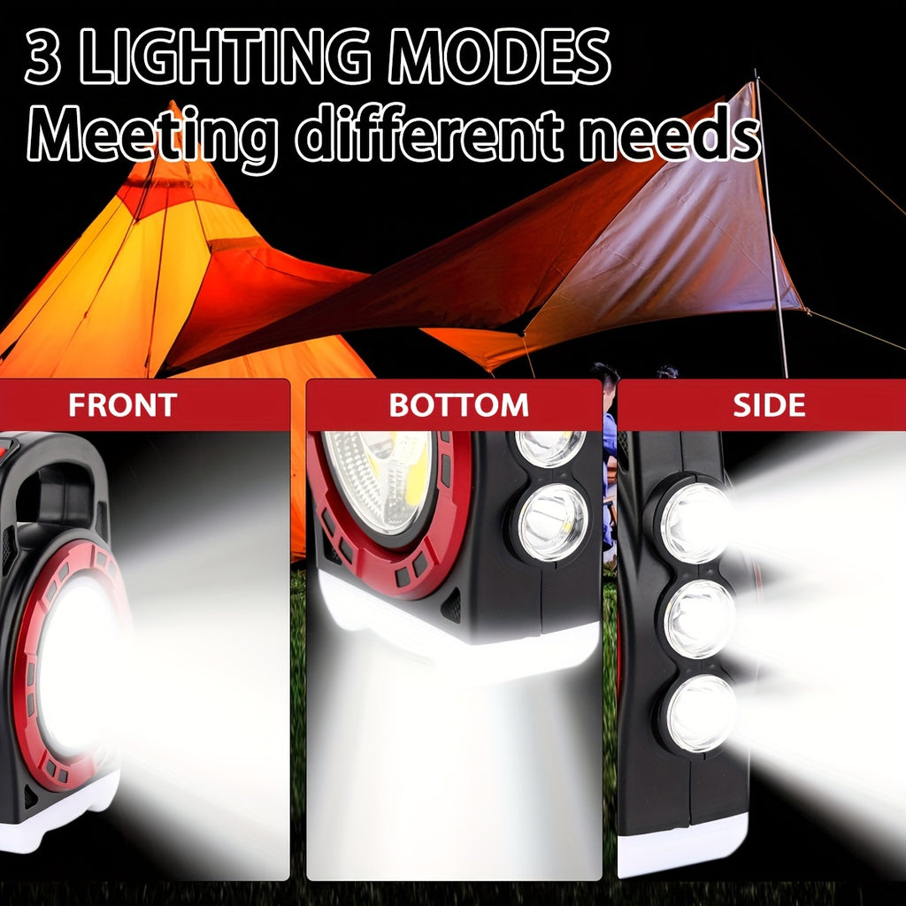 1Pc Multifunctional Outdoor Solar Handheld Light, Super Large COB Side Light, Camping Gear, Multiple Lighting Modes, Suitable for Adventure, Highway Emergency, Power Outage & Reading