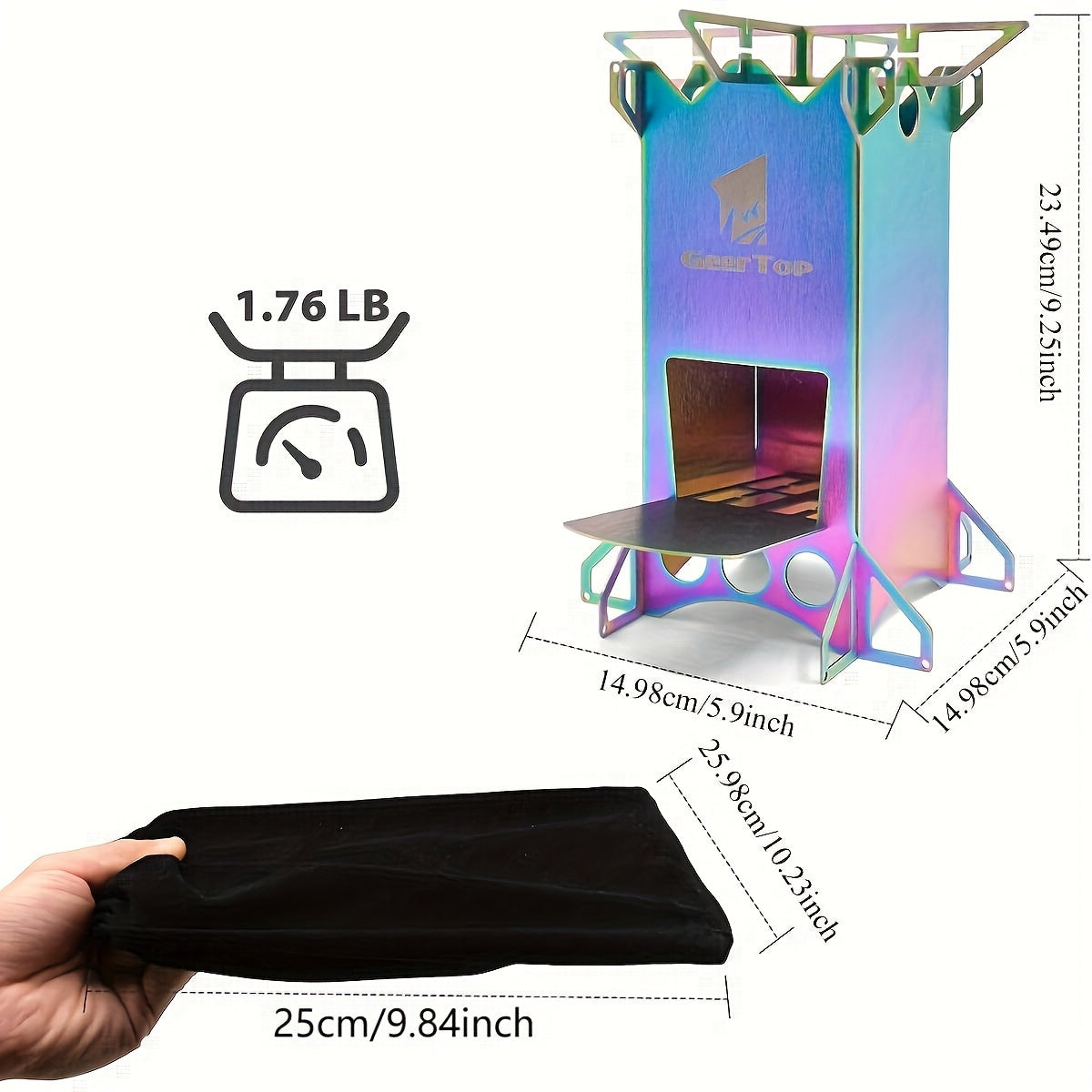 Outdoor Rocket Stove - Not Charged, Stainless Steel, Geertop, No Magnesium Rod/Flint