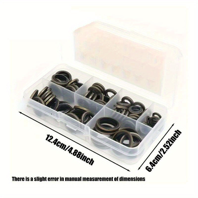 120-Piece Set Automotive Oil Pan Drain Bolt Rubber Replaceable Washer Seal Kit M6 M8 M10 M12 M14 M16 M18 M20 M22 M24 M27 M30