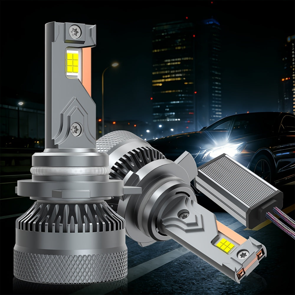 2-Pack LED Car Headlights, 12V-24V, Compatible with H11/H7/H4/H1, 9005/9006/9012 - 6500K Cool White Light, 43800 Lumens, High/Low Beam, Suitable for Various Environments, No Battery Needed, 6570 CSP Chip