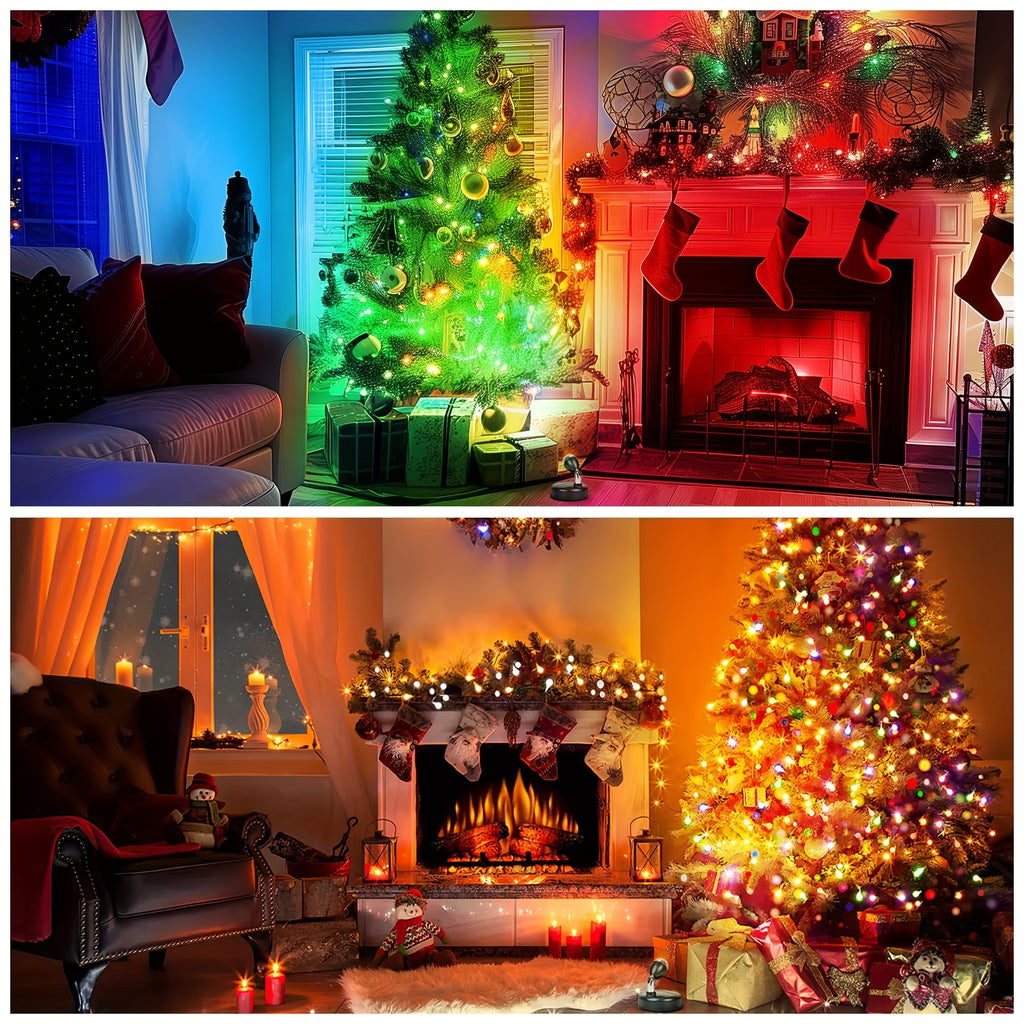 A set of 4 wireless RGBW indoor decorative spotlights, uplighting, 13-color changing tree lights, photo lighting with remote control and timer, illumination for plants and holiday celebrations
